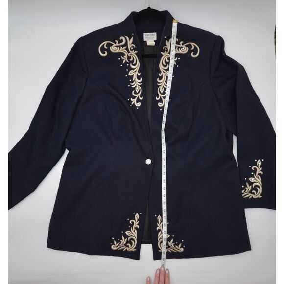 Hobby Horse Navy Blazer with Cream, Gold & Rhinestone Accents - 3X - Picture 4 of 7